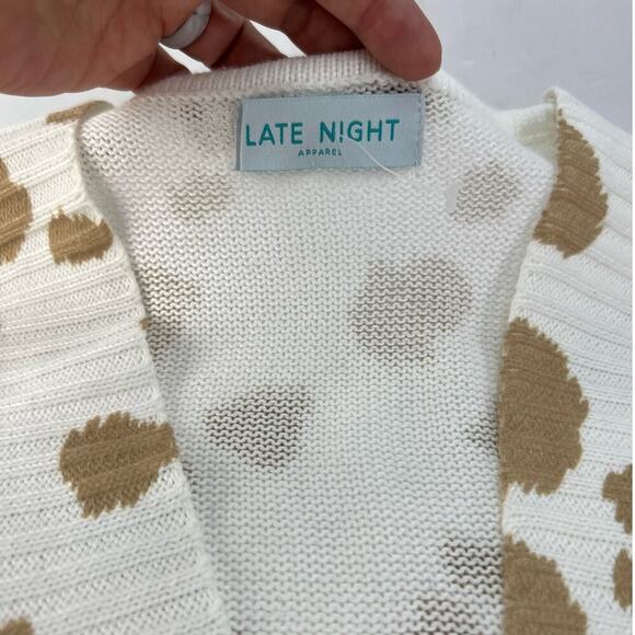 EUC LATE NIGHT Brown/ White Leopard Oversized Open Cardigan Cowgirl Western S - Picture 7 of 11